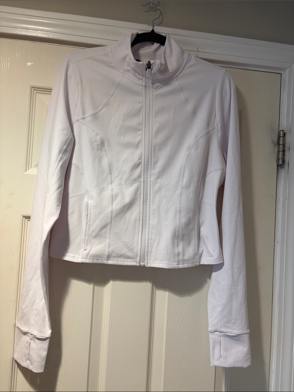Fabletics White Zip-Up Lightweight Bomber Jacket
